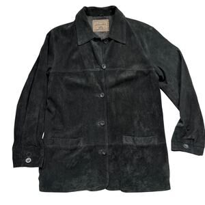 Vintage St. John's Bay Suede Jacket, Button Front, Black, Size L, EUC